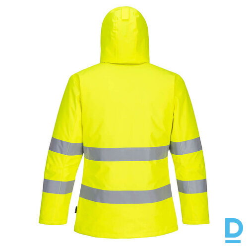 Darba Jaka Ziemas HI VIS PW261 Portwest 300D Oxford Extremely Water Resistant Reflective Anti Scratch Yellow Black BELGIUM Drošības Darba Apģērbi Specapģērbi Aizsargapģērbi
