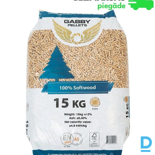 Gabby Premium Kokskaidu granulas 6mm, palete ar 65gab, 15kg maisiem