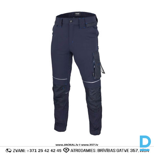 Darba Bikses Elastīgas STRETCH Rewelly YKK Cordura 4 Ways Stretch Water Resistant Breathable Blue Drošības Darba Apģērbi Specapģērbi Aizsargapģērbi