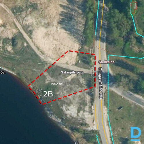1952 m² apbūves zeme, Daugavmalas iela 2B, Saulkalne, Salaspils pagasts, Salaspils novads, Latvija.