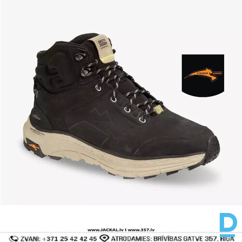 Pārgājienu Puszābaki Neslīdoši Ūdensizturīgi TAMBO MID Safety Jogger WR Waterproof Tiger Grip Black Grey BELGIUM Drošības Darba Apavi Specapavi