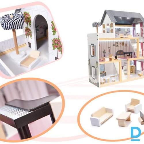 Koka leļļu namiņš 78 cm + mēbeles