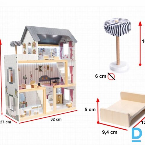 Koka leļļu namiņš 78 cm + mēbeles