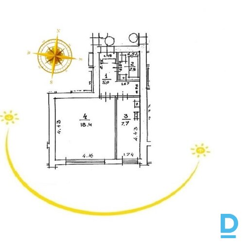 Izīrē dzīvokli Skolas 5 k-2, 34m², 1 ist.