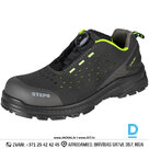 STEPO LEWIS Darba Kurpes Vieglas Faster Closure System S1PS SR FO PU Fitgo Breathable Antistatic Black Neon Yellow Drošības Darba Apavi Specapavi Aizsargapavi
