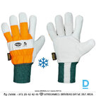 LARCHE STRONGHAND Mežistrādes Zāģeriem Ādas Ziemas Darba Cimdi ar Adītu Aproci KWF Tested Thinsulate Thermal Lining White Orange GERMANY Drošības Darba Apģērbi Aksesuāri Specapģērbi