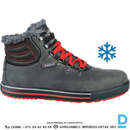 PLAYMAKER COFRA Ādas Ziemas Darba Puszābaki S3S CI FO SR Zero Perforation Midsole Breathable Black Red ITALY Drošības Darba Apavi Specapavi Aizsargapavi