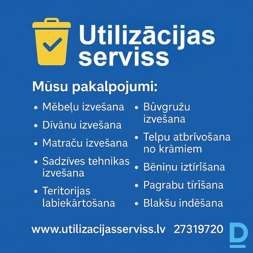 Piedāvājumā Mēbeļu izvešana, mēbeļu utilizācija