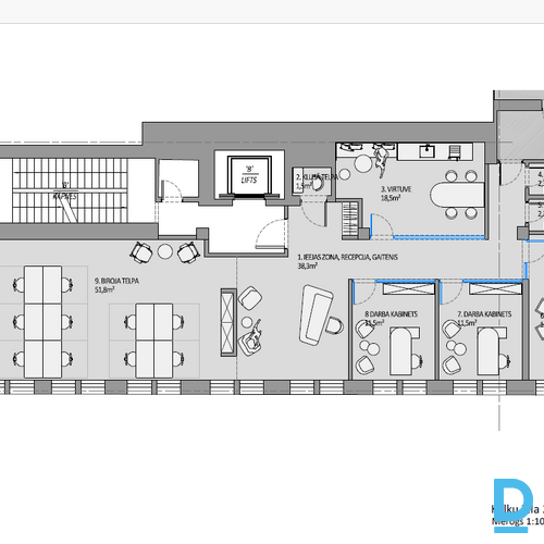A klases biroja telpas industriālā stilā Vecrīgā