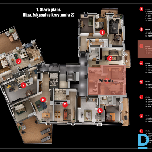 Pārdod dzīvokli Rīga Zaķusala Zaķusalas krastm. 27