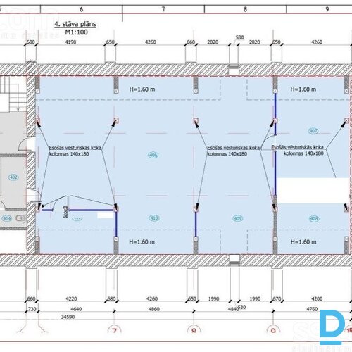 Gaišs, atvērta plānojuma birojs Spīķeru kvartālā